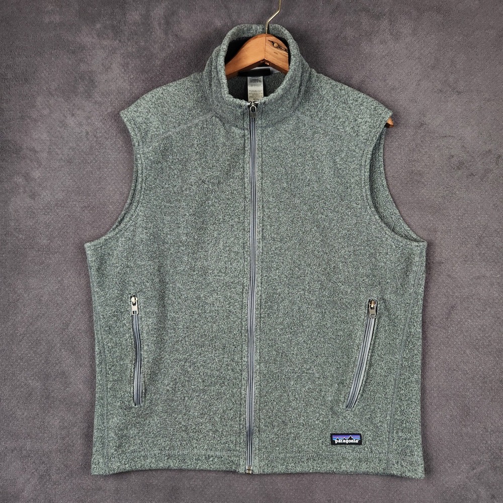 Patagonia Synchilla Fleece Vest Mens Medium Nickel Gray Full Zip Mock Neck 25185